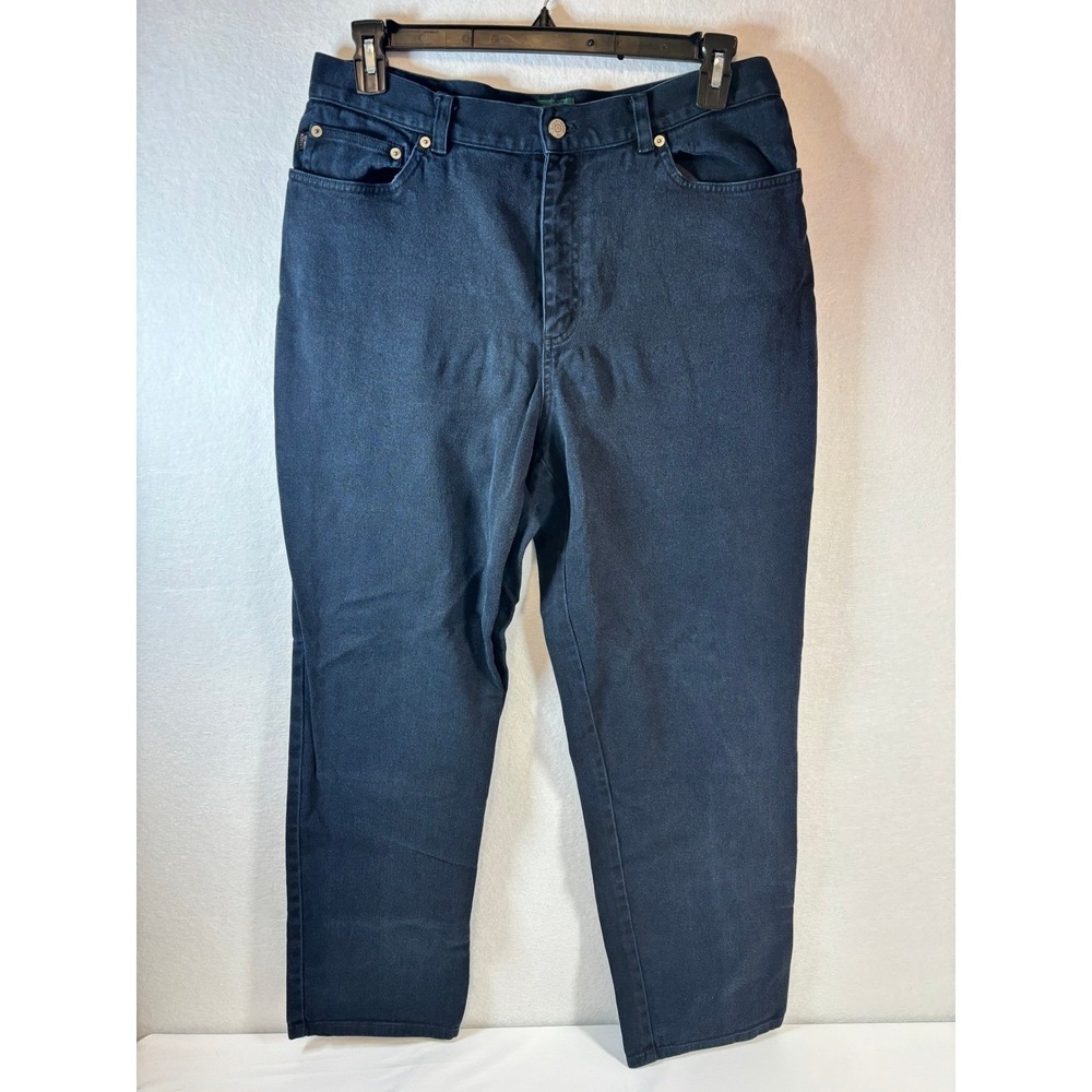 Lauren Ralph Lauren Jeans Co Women 14 Dark Wash Straight Leg High Rise BlueDenim